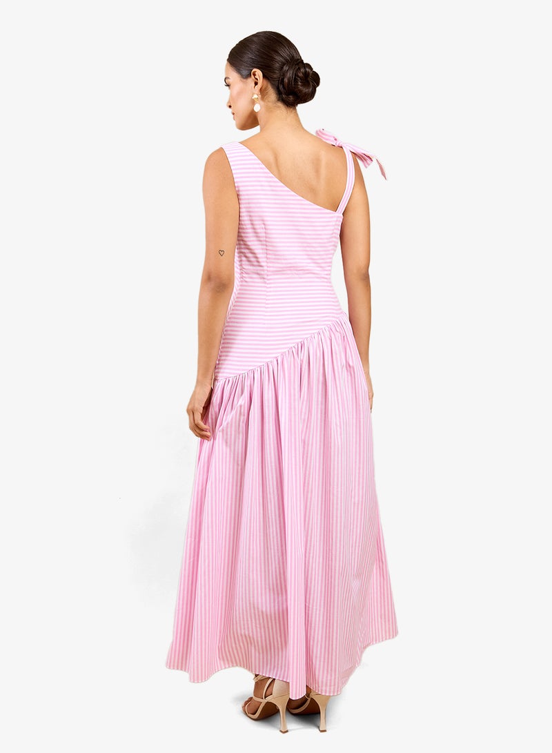 Little Mistress Pink Stripe Midi Dress - Image 2